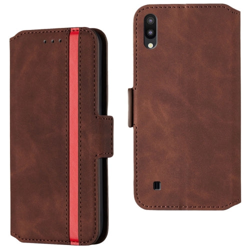 For Galaxy A10 Retro Frosted Oil Side Horizontal Flip Case with Holder & Card Slots(Wine Red)