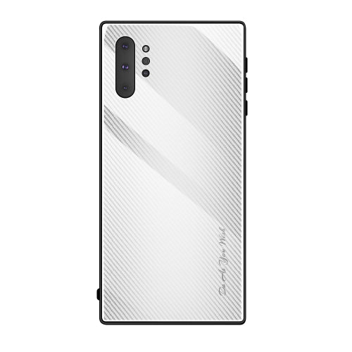 For Galaxy Note 10 Pro Texture Gradient Glass Protective Case(White)