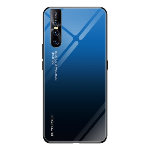 For VIVO V15 Pro Gradient Color Glass Case(Blue)