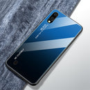 For Galaxy M10 Gradient Color Glass Case(Blue)