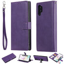 For Galaxy Note 10+ Solid Color Horizontal Flip Protective Case with Holder & Card Slots & Wallet & Photo Frame & Lanyard(Purple)