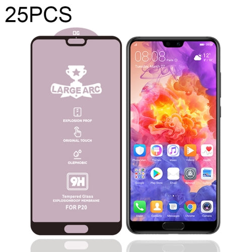 For Huawei P20 25 PCS 9H HD High Alumina Full Screen Tempered Glass Film