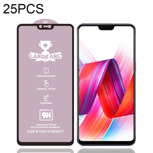 For OPPO R15 25 PCS 9H HD High Alumina Full Screen Tempered Glass Film