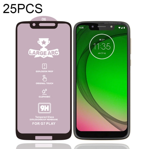 For Motorola Moto G7 Play 25 PCS 9H HD Large Arc High Alumina Full Screen Tempered Glass Film