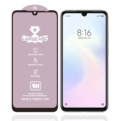 For Xiaomi Redmi Note 7 Pro 9H HD Large Arc High Alumina Full Screen Tempered Glass Film