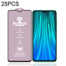 25 PCS 9H HD Large Arc High Alumina Full Screen Tempered Glass Film for Xiaomi Redmi Note 8 Pro