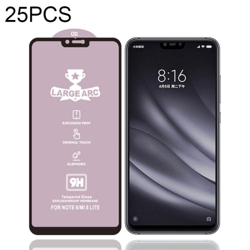 25 PCS 9H HD Large Arc High Alumina Full Screen Tempered Glass Film For Xiaomi Mi 8 Lite