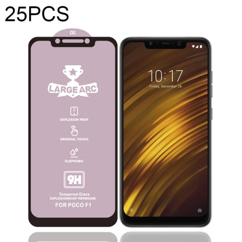 25 PCS 9H HD Large Arc High Alumina Full Screen Tempered Glass Film for Xiaomi Pocophone F1