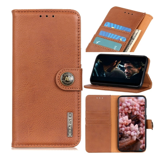 For Motorola Moto One Action / G8 Cowhide Texture Horizontal Flip Leather Case with Holder & Card Slots & Wallet(Brown)