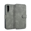 For Galaxy A90 5G DG.MING Retro Oil Side Horizontal Flip Case with Holder & Card Slots & Wallet(Grey)