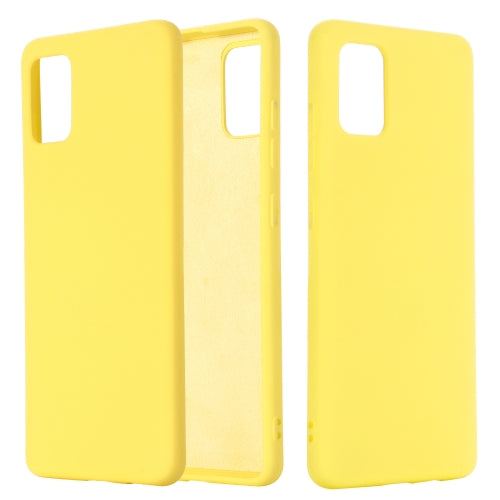 For Galaxy A71 Solid Color Liquid Silicone Shockproof Full Coverage Protective Case(Yellow)