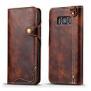 For Galaxy S8 Denior Oil Wax Cowhide Magnetic Button Horizontal Flip Leather Case with Card Slots & Wallet(Brown)