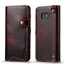 For Galaxy S8 Plus Denior Oil Wax Cowhide Magnetic Button Horizontal Flip Leather Case with Card Slots & Wallet(Dark Red)