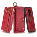For Galaxy S9+ POLA Multi-function Fashion Zipper Magnetic Horizontal Flip Leather Case with Card Slots & Wallet & Photo Frame & Lanyard(Red)