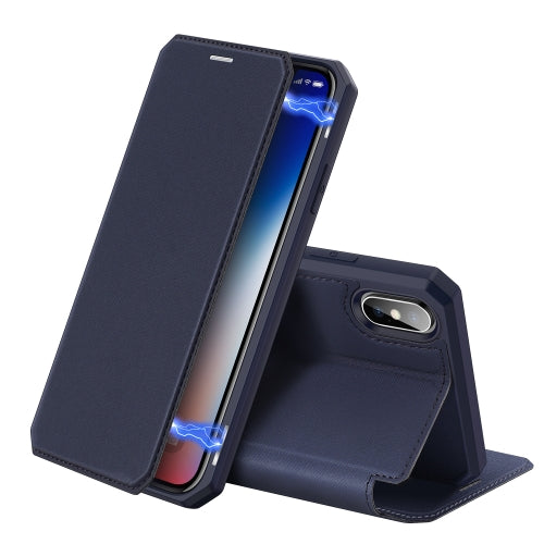 For iPhone XS Max DUX DUCIS Skin X Series PU + TPU Horizontal Flip Leather Case with Holder & Card Slot(Blue)