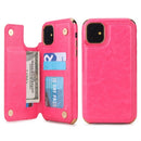 For iPhone 11 POLA TPU + PC Plating Full Coverage Protective Case with Holder & Card Slots & Photo Frame(Rose Red)