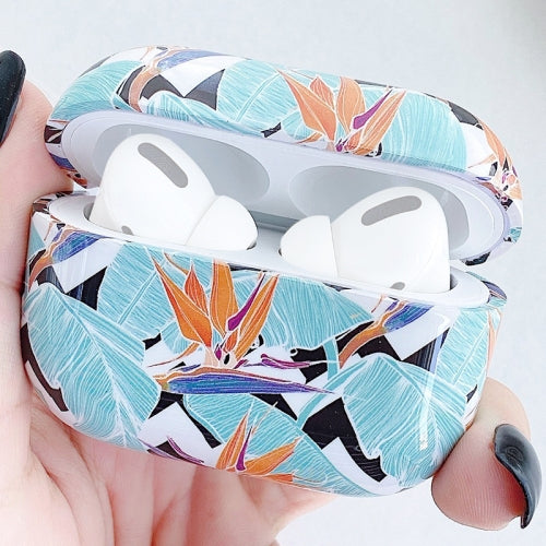For AirPods Pro Graffiti Landscape Pattern PC Earphone Protective Case (Lotus Leaf)