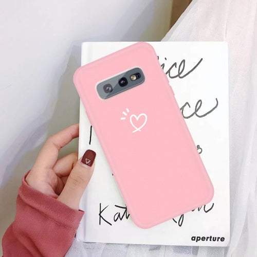 For Galaxy S10 Love Heart Pattern Frosted TPU Protective Case(Pink)