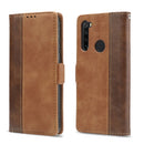 For Xiaomi Redmi Note 8 Retro Texture Contrast Color Splicing Horizontal Flip TPU + PU Leather Case with Card Slots & Holder & Wallet(Brown)