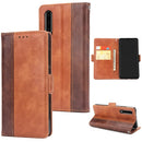 For Huawei P30 Retro Texture Contrast Color Splicing Horizontal Flip TPU + PU Leather Case with Card Slots & Holder & Wallet(Brown)