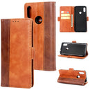 For Galaxy M30 Retro Texture Contrast Color Splicing Horizontal Flip TPU + PU Leather Case with Card Slots & Holder & Wallet(Brown)