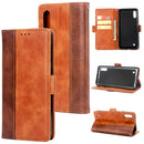 For Galaxy M10 Retro Texture Contrast Color Splicing Horizontal Flip TPU + PU Leather Case with Card Slots & Holder & Wallet(Brown)