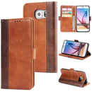 For Galaxy S6 Retro Texture Contrast Color Splicing Horizontal Flip TPU + PU Leather Case with Card Slots & Holder & Wallet(Brown)