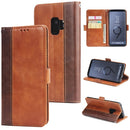 For Galaxy S9 Retro Texture Contrast Color Splicing Horizontal Flip TPU + PU Leather Case with Card Slots & Holder & Wallet(Brown)