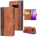 For Galaxy S10e Retro Texture Contrast Color Splicing Horizontal Flip TPU + PU Leather Case with Card Slots & Holder & Wallet(Brown)