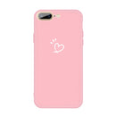 For iPhone 8 Plus / 7 Plus Three Dots Love-heart Pattern Colorful Frosted TPU Phone Protective Case(Pink)