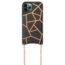 For iPhone 11 Pro Max Mutural PC+PU+TPU Crossbody Protective Case with Removable Shoulder Metal Chain(Black)