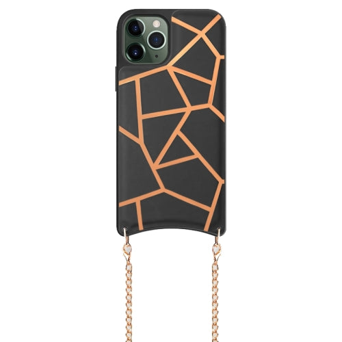 For iPhone 11 Pro Max Mutural PC+PU+TPU Crossbody Protective Case with Removable Shoulder Metal Chain(Black)