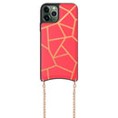 For iPhone 11 Pro Max Mutural PC+PU+TPU Crossbody Protective Case with Removable Shoulder Metal Chain(Red)