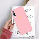 For Galaxy A70 Golden Love Heart Pattern Frosted TPU Protective Case(Pink)