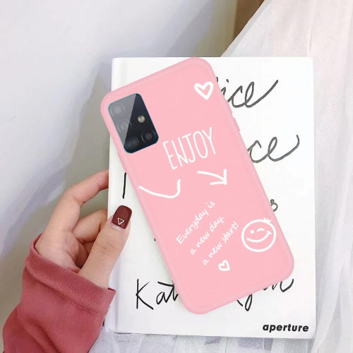 For Galaxy A71 Enjoy Love Pattern Frosted TPU Protective Case(Pink)