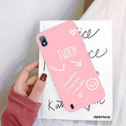 For Galaxy A10 Enjoy Love Pattern Frosted TPU Protective Case(Pink)