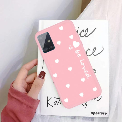 For Galaxy A51 Smiling Love Heart Pattern Frosted TPU Protective Case(Pink)