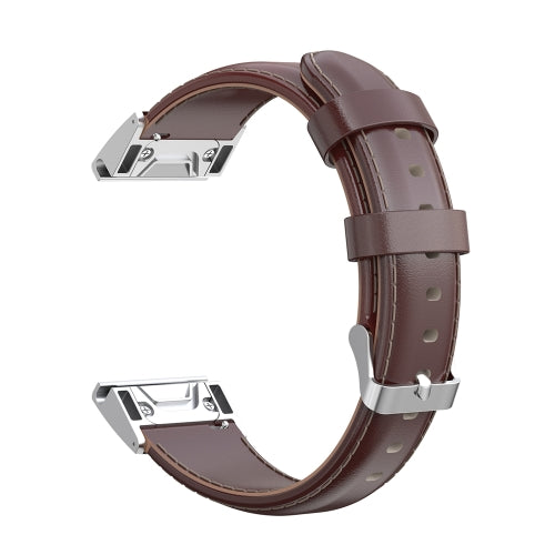 For Garmin Fenix 6S Oil Wax Calfskin Strap(Brown)