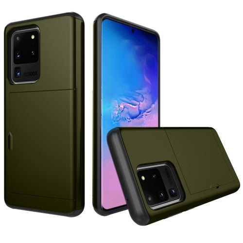 For Galaxy S20 Ultra Shockproof Rugged Armor Protective Case with Card Slot(Army Green)