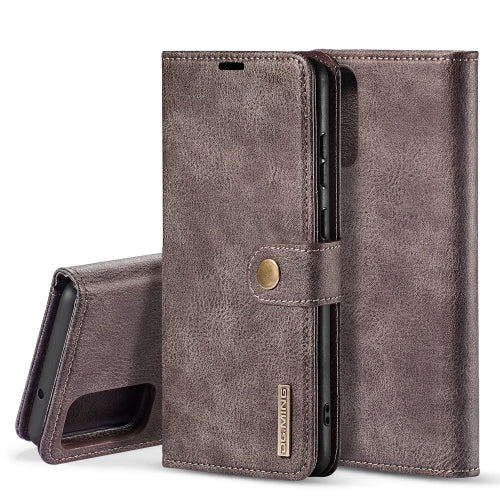 For Galaxy S20 DG.MING Crazy Horse Texture Flip Detachable Magnetic Leather Case with Holder & Card Slots & Wallet(Grey)