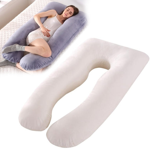 145x80cm U Pregnancy Comfortable Pillows Maternity Belt Pregnant Side Sleepers Cushion(Velvet White)