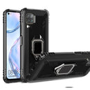 For Huawei nova 7i Carbon Fiber Protective Case with 360 Degree Rotating Ring Holder(Black)