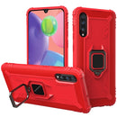 For Galaxy A70s Carbon Fiber Protective Case with 360 Degree Rotating Ring Holder(Red)