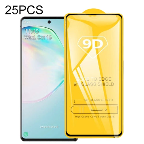For Galaxy A91 25 PCS 9D Full Glue Full Screen Tempered Glass Film