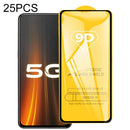 For Vivo iQOO 3 25 PCS 9D Full Glue Full Screen Tempered Glass Film