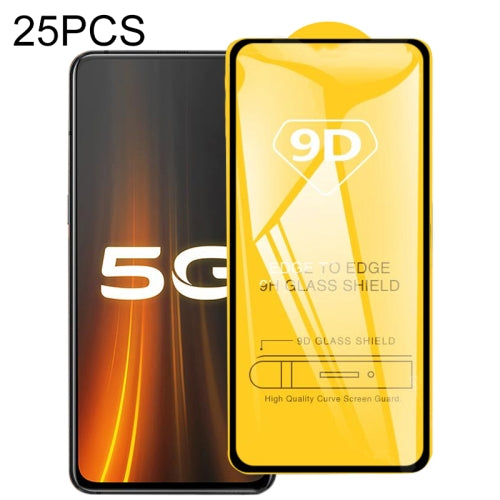 For Vivo iQOO 3 25 PCS 9D Full Glue Full Screen Tempered Glass Film