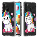 For Galaxy A21 2 In 1 PC + TPU Card Pattern Transparent Protective Case(Star Unicorn)