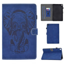 For Galaxy Tab A 10.1 (2019) T510 T515 Embossed Elephant Pattern Horizontally Flip PU Leather Case with Magnetic Buckle & Bracket and Card Slot(Blue)