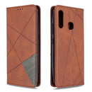 For Galaxy A70e Rhombus Texture Horizontal Flip Magnetic Leather Case with Holder & Card Slots & Wallet(Brown)
