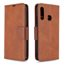 For Galaxy A70e Retro Lambskin Texture Pure Color Horizontal Flip PU Leather Case with Holder & Card Slots & Wallet & Lanyard(Brown)